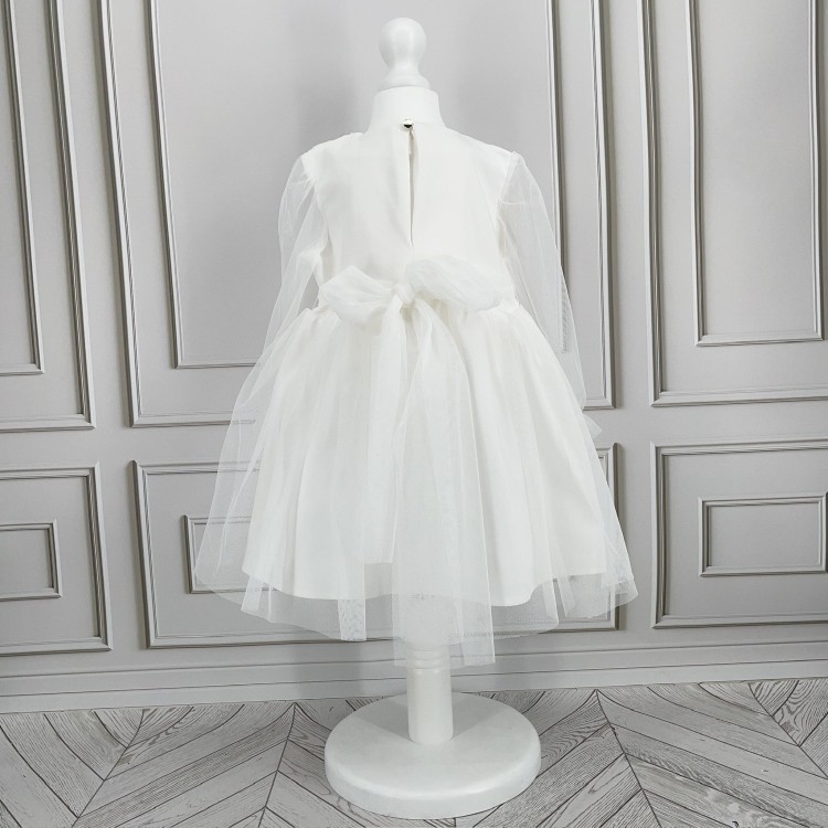 Sukienka tiulowa Lara z paskiem ecru