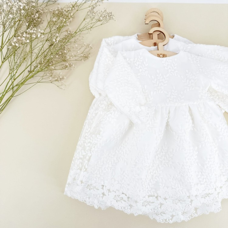 Sukienka do chrztu  Margaret ecru z koronką