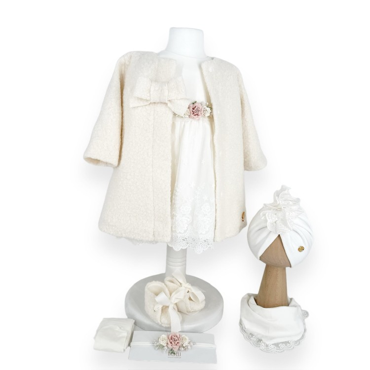 Sukienka do chrztu Emily 4 ecru z koronką