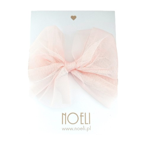 Spinka duża kokarda tiulowa pudrowa