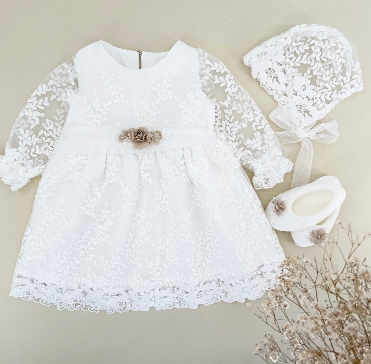 Czapka do chrztu bonetkam Margaret ecru