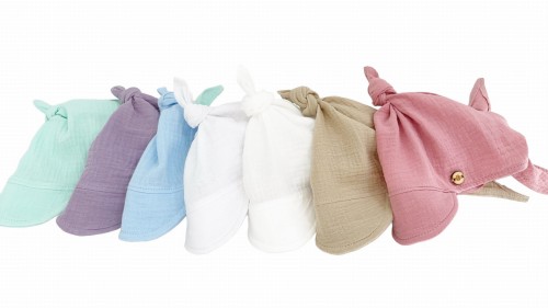 Muślinowa chustka z daszkiem wiązana błękit