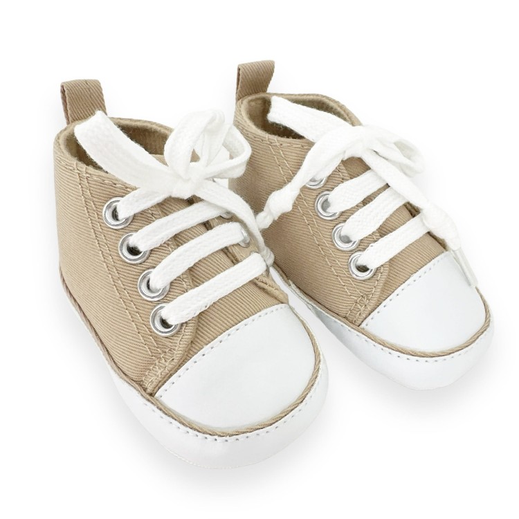 Trampki Trzewiczki buciki do chrztu  niechodki dla chłopca beżowe