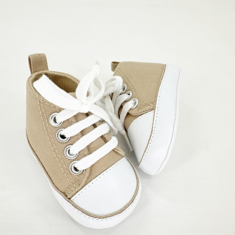 Trampki Trzewiczki buciki do chrztu  niechodki dla chłopca beżowe