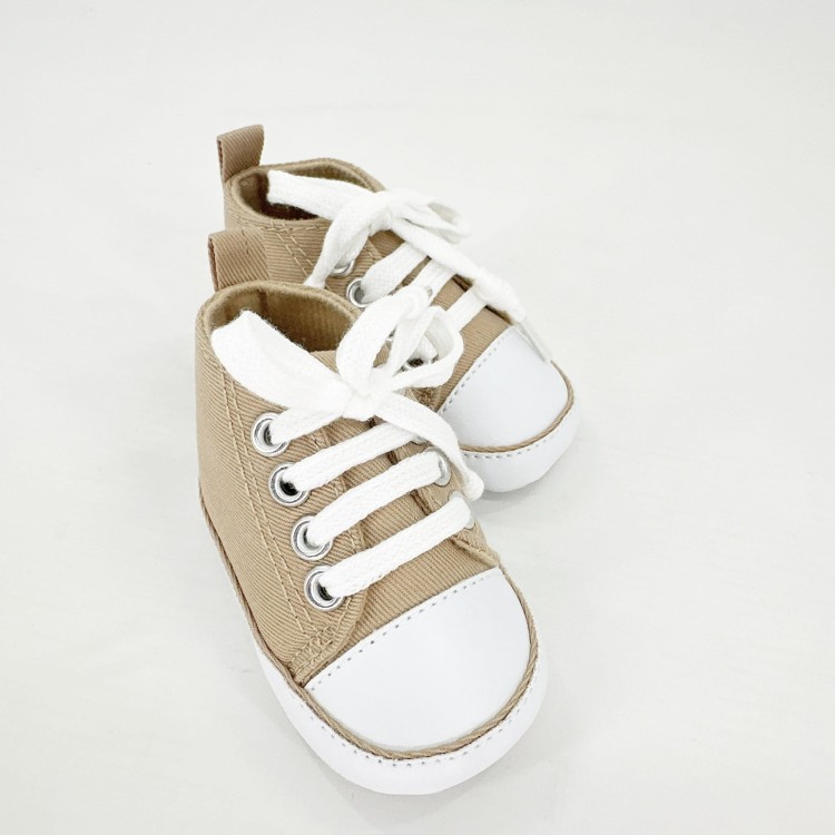 Trampki Trzewiczki buciki do chrztu  niechodki dla chłopca beżowe