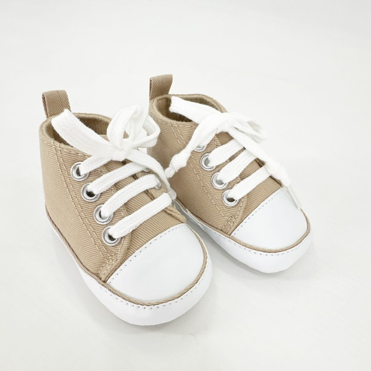 Trampki Trzewiczki buciki do chrztu  niechodki dla chłopca beżowe