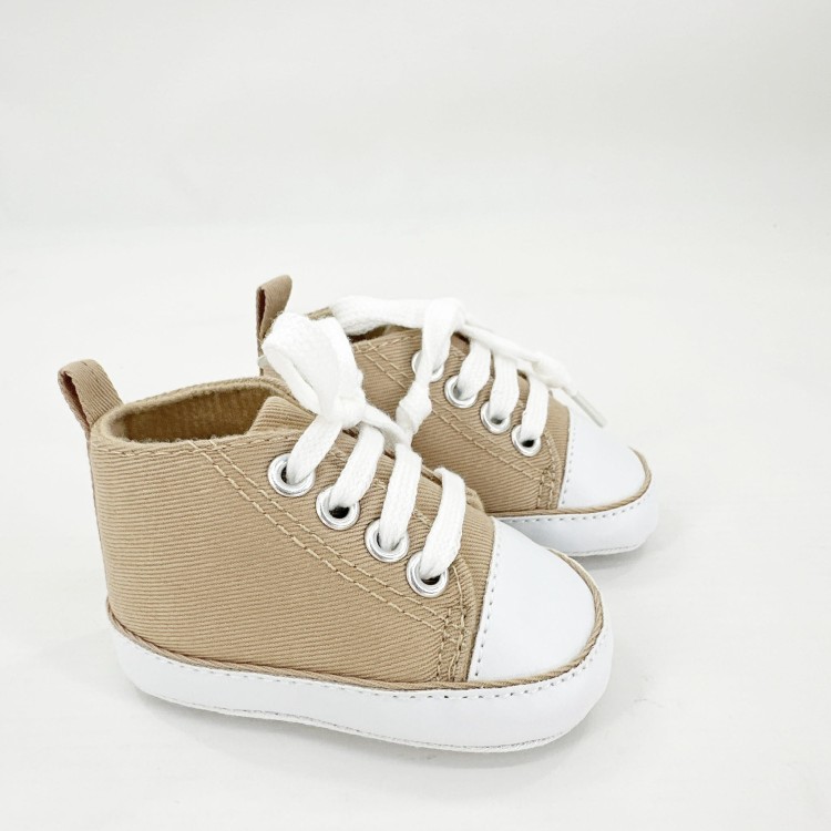 Trampki Trzewiczki buciki do chrztu  niechodki dla chłopca beżowe