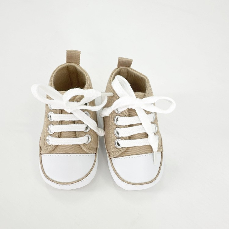 Trampki Trzewiczki buciki do chrztu  niechodki dla chłopca beżowe