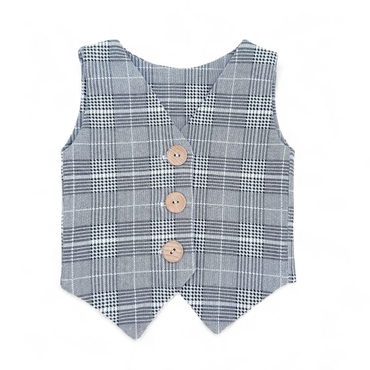 Kamizelka dla chłopca szara krata