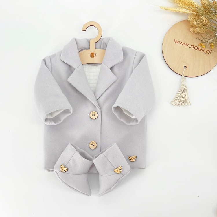 Buciki bamboszki z flauszu jasny szary