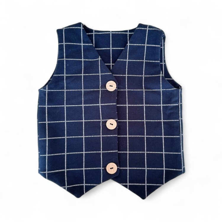 Kamizelka dla chłopca granatowa krata